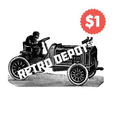 Vintage Racing Car & Driver Vector